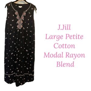 J.Jill Sleeveless Dress with Embroidered Details Cotton Modal Rayon Blend LP
